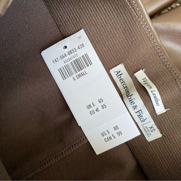 Abercrombie & Fitch Vegan Leather Brown Flare Pants - Picture 9 of 10